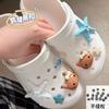 Novo Estilo Compatível com Sapatos Crocs, Fivela de Sapato Kt em Couro Preto Estrela do Mar, Flor de Sapato DIY Destacável Fivelas Acessórios para Férias e Praia