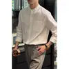 Camisa Casual y Sofisticada con Cuello Alto y Mangas Largas para Hombre, Versión Coreana de Otoño Temprano Marca de Tendencia Camisa de Vestir de Alta Gama, Top Casual