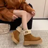 Botas de Nieve Forradas de Piel 2026 Estilo Coreano de Moda para Mujer Venta Caliente de Invierno Botines Cortos con Felpa Suela Gruesa Botas de Algodón Ligeras