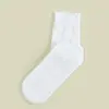 Calcetines de Yoga para Mujer, Calcetines sin Costuras de Media Pantorrilla con Bordes Fruncidos, Calcetines Deportivos Finos Antideslizantes para Fitness, Pilates, Absorción de Impactos, Calcetines Casuales para Mujer