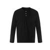 Camiseta Henley de Manga Longa Estilo Americano Minimalista 2025 para Homens e Mulheres Nova Retrô Solta Versátil Casual Versátil Cor Lisa