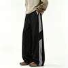 Calça de moletom esportiva estilo americano para homens, calça longa de outono de corte solto com caimento fluido, calça casual larga plus size