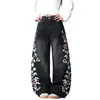Diseño Nuevo Sentido Europeo y Americano Estampado Floral Cuchillo Curvo Negro Jeans de Calle Alta Amazon Xiyin TK AliExpress