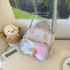 Bolsa de mano transparente estilo japonés 'soft girl' con lunares frescos y colores contrastantes, adecuada para la escuela y el trabajo, se puede usar como bolso cruzado o mochila