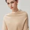 Suéter de cachemira de punto fino de doce agujas, de un solo hilo, de un hombro, asimétrico, de manga larga, nuevo estilo otoño/invierno, dulce y femenino