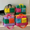 Bolsa de pañales tipo momia Color Block Dopamina Multibolsillo Gran Capacidad Portátil de Hombro Bolsa para Parto de Madre y Bebé Bolsa de Almacenamiento para Viajes Cortos