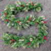 Decorações de Natal criptografia 2,7 m Pinha Berry Berry guirlanda de vime PVC branco neve agulha de pinho Layout da escada