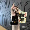 Chaveiro de gatinho preto aveludado, pingente de gato fofo de desenho animado, decoração de mochila, brinquedo de pelúcia famoso na internet, atacado de pequenos presentes