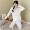 6535 Pijamas de algodão mulheres primavera e outono doce calça de manga comprida bonito cor sólida elegante de duas peças Outfit Home Clothes
