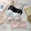 Ropa interior invisible sin costuras de escote bajo para mujer con tirantes finos, copas fijas, push-up, cómoda, transpirable, sujetador anti-caída