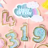 Decoración para Pastel de Cumpleaños Lentejuelas de Colores en Capas Números Toppers Arcoíris Número de Cumpleaños Inserts para Pastel de Primer Cumpleaños Multicolor