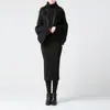 Falda con Abertura en Costilla Falda Ajustada en Cadera Falda Estilo Japonés y Coreano de Punto Invierno Europeo y Americano Ajustada Versátil Elegante