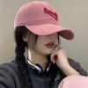 Boné de Baseball com Letra Feminino Rosto Pequeno Aba Larga Rosto Grande Boné Rosa Cabeça Grande Estilo Coreano Versátil Topo Macio