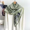 Pañuelo cuadrado JM estilo francés con boceto floral para mujer, pañuelo de seda patchwork de sarga con bloques de color, chal decorativo vintage elegante