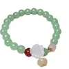Nuevo brazalete de ágata imitación jade para mujer, con un fresco y sencillo colgante de vaina de loto y cuentas de disco, un regalo para amigas y estudiantes
