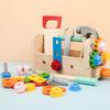 Cpc caixa de ferramentas de madeira para reparo infantil parafuso desmontagem porca mesa de ferramentas portátil brinquedo educativo para menino bebê