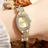 Relógio Feminino Casual da Moda Mais Vendido Relógio com Pulseira Oval Relógio Simples Feminino de Quartzo Relógio com Pulseira de Strass
