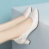 Zapatos de Cuero Suave Suela Suave Zapatos Individuales para Mujer Tacón Medio Zapatos de Mujer para el Trabajo Zapatos Profesionales Zapatos de Madre Primavera y Otoño Zapatos de Cuero Negro para Mujeres de Mediana Edad