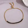 Pulsera Ajustable Simple de Acero Inoxidable Dorado 18K Incrustada con Diamantes de Agua, Europea y Americana, Transfronteriza, Joyería para Mujer, Venta al por Mayor