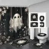 Cortina de ducha fantasma de Halloween Felpudo Serie de Cuatro Piezas 6 Baño Separación Seca y Húmeda Cortina de ducha Cortina de ducha impermeable