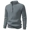Invierno 2026 nuevo suéter de punto de moda para hombre con media cremallera, top de punto talla grande, color liso, camisa básica simple para hombre