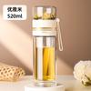 Taza de Separación de Té y Agua con Filtro, Taza de Té de Vidrio Aislado de Doble Capa, Taza con Pajilla de Alto Borosilicato con Tapa