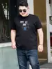 Camiseta Masculina de Manga Curta, Algodão Lycra Elástico, Tamanho Grande Oversized, Camiseta Básica para Homens Grandes, Top Estampado Tendência