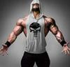 Comércio exterior escavação profunda musculação virtual caveira fitness colete com capuz moderno masculino verão capuz ginásio colete