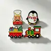 Insignia Broche Metálico Navideño Serie de Nuevo Producto Transfronterizo con Forma de Pingüino, Muñeco de Nieve, Coche y Oso de Dibujo Animado Lindo