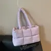 Bolsa de tecido xadrez grande transfronteiriça feminina novo estilo 2026 bolsa para roupas de algodão grande capacidade leve bolsa de ombro único bolsa de ombro para axila