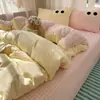 Juego de Cama de Algodón Lavado de Cuatro Piezas para Todas las Estaciones, Funda de Edredón para Dormitorio de Estudiante, Juego de Cama Individual de Tres Piezas