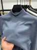 Sudadera Térmica de Manga Larga Derong para Hombre Otoño e Invierno Pulóver Cálido Top Color Sólido Doble Cara Cepillado Cuello Semi Alto Camiseta Gruesa