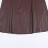 Moda Otoñal Versátil 2025 Transfronteriza Falda Midi de Efecto Piel Sintética de Longitud Media 4387 245
