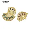 WT-MP295 Abanico Único Multicolor Incrustado con Piedras Preciosas Pequeñas y Circonita Colgante para Accesorios de Joyería Exquisitos DIY
