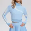 Conjunto Esportivo Novo Transfronteiriço para Mulheres, Casual de Caimento Solto, Versátil Curto Fitness Manga Longa para Uso Externo Corrida Tênis Top