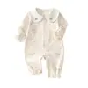 Mono de algodón puro Clase A sin costuras para bebé para primavera y otoño, mameluco para recién nacido con cuello de muñeca, adecuado para gatear al aire libre