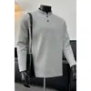 Camiseta de manga larga con cuello henley deconstruido, unisex, para primavera y otoño, polo de alta gama estilo americano de corte limpio, prenda interior