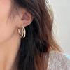 Pendientes de aro Sansheng Sanshi para mujer, europeos y americanos, elegantes, con diamantes, súper brillantes, elegantes, versátiles, de alta calidad