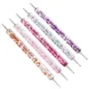 Pacote de 5 Canetas para Manicure com Ponta Dupla Clássica para Modelagem de Unhas com Terapia de Luz Caneta Bolinha Grande e Pequena Bolsa Completa