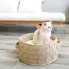 Nido de Gato de Fieltro Hecho a Mano Cama para Mascotas Nido Sencillo Semicerrado Casa para Gatos Universal de Cuatro Estaciones Nido Tejido Venta al por Mayor
