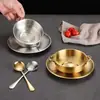 Creativo Bol de Acero Inoxidable para Postre con Doble Asa, Bol Dorado para Agua Azucarada, Bol para Hielo Raspado, Moderno Bol para Vino de Arroz