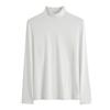 Playera de Fondo de Punto de Cuello Micro Alto para Mujer de Talla Grande de Manga Larga de Color Puro 62160