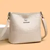 Popular Bolso de Moda para Mujer, Bolso Cubo Elegante de Cuero Suave Multicapa, Bolso de Hombro Cruzado de Gran Capacidad para Madres de Edad Media