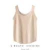 Chaleco de punto sin mangas a rayas, corte ajustado, 100% cachemir puro para mujer, otoño/invierno, cuello en U, básico simple tipo camiseta sin mangas