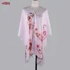Moda 2024 Elegante Bufanda Multifuncional de Seda con Estampado de Flor de Durazno Toalla de Playa Chal de Gasa con Protección Solar para Mujer