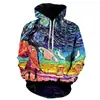 Sudadera con capucha de pintura graffiti transfronteriza nueva para primavera y otoño, sudadera con capucha informal holgada con impresión 3D para hombre y mujer