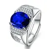 Anillo de Gema de Color Chapado en Oro de 18K Apertura Zafiro Anillo para Hombre Cruz Personalidad Anillo de Hombre Moderno Anillo