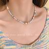 Collar de cuentas de nicho rosa y azul fresco de primavera y verano, elegante cadena de clavícula de alta gama que combina con todo, nuevo y dulce collar para niñas.