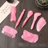 Set de siete piezas de tabla gua sha de resina personalizada, palo de masaje facial, herramienta de belleza de masaje corporal universal, peine gua sha de puntos de acupuntura