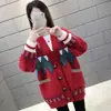 Suéter jacquard de cor contrastante preguiçoso casaco feminino Primavera e Outono Novo estilo coreano versátil solto modelador manga longa cardigã de tricô